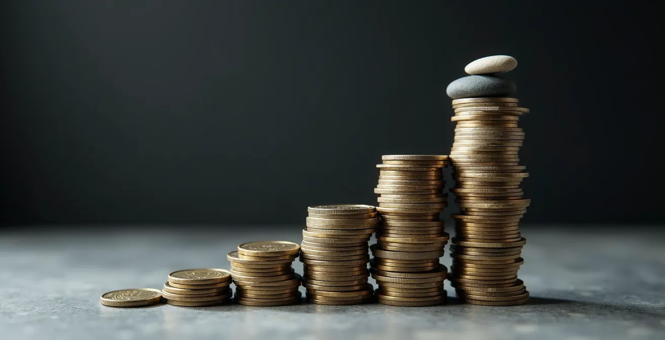 Visual representation of compound interest hockey stick growth pattern