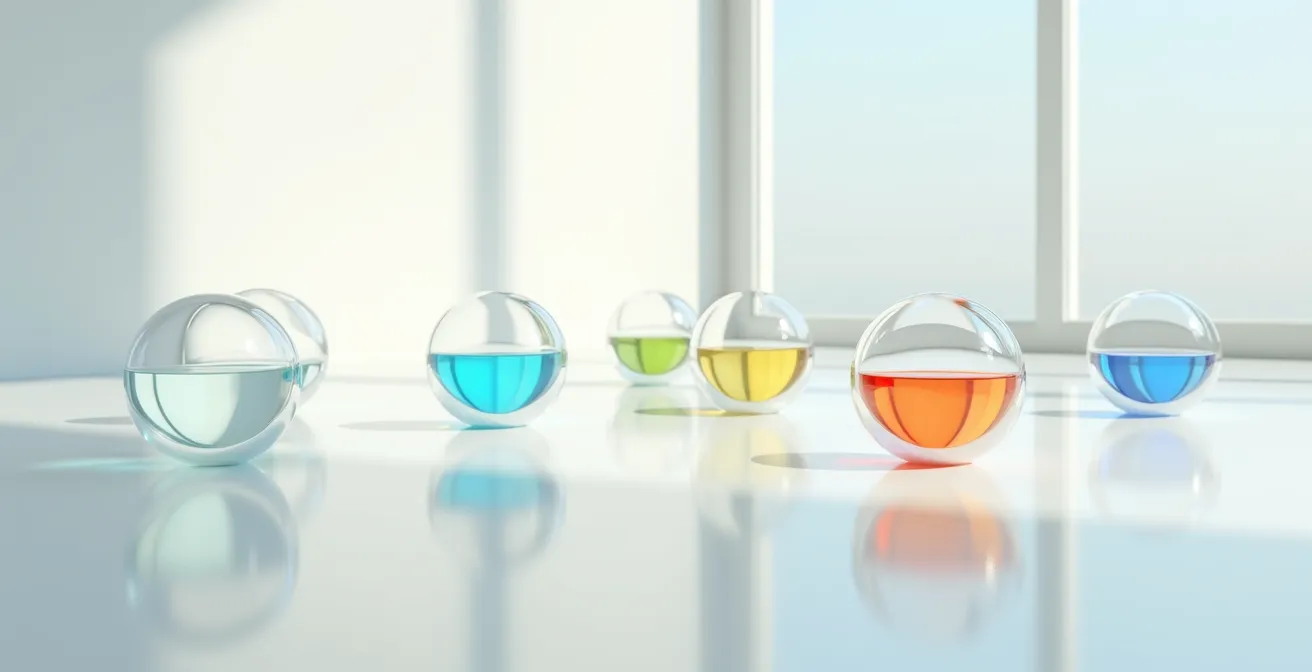 Abstract visualization of cognitive assessment showing overlapping spheres representing different cognitive functions