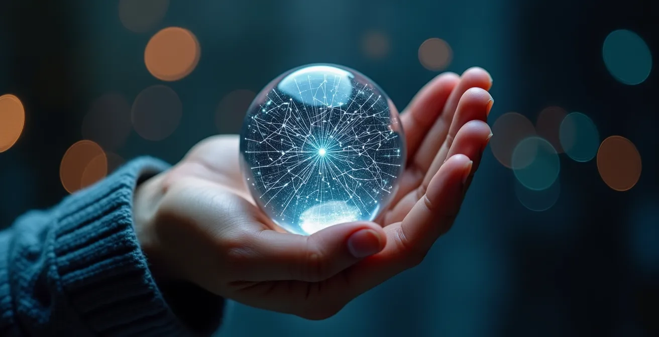 Abstract representation of human cognitive capacity maintaining independence from AI systems