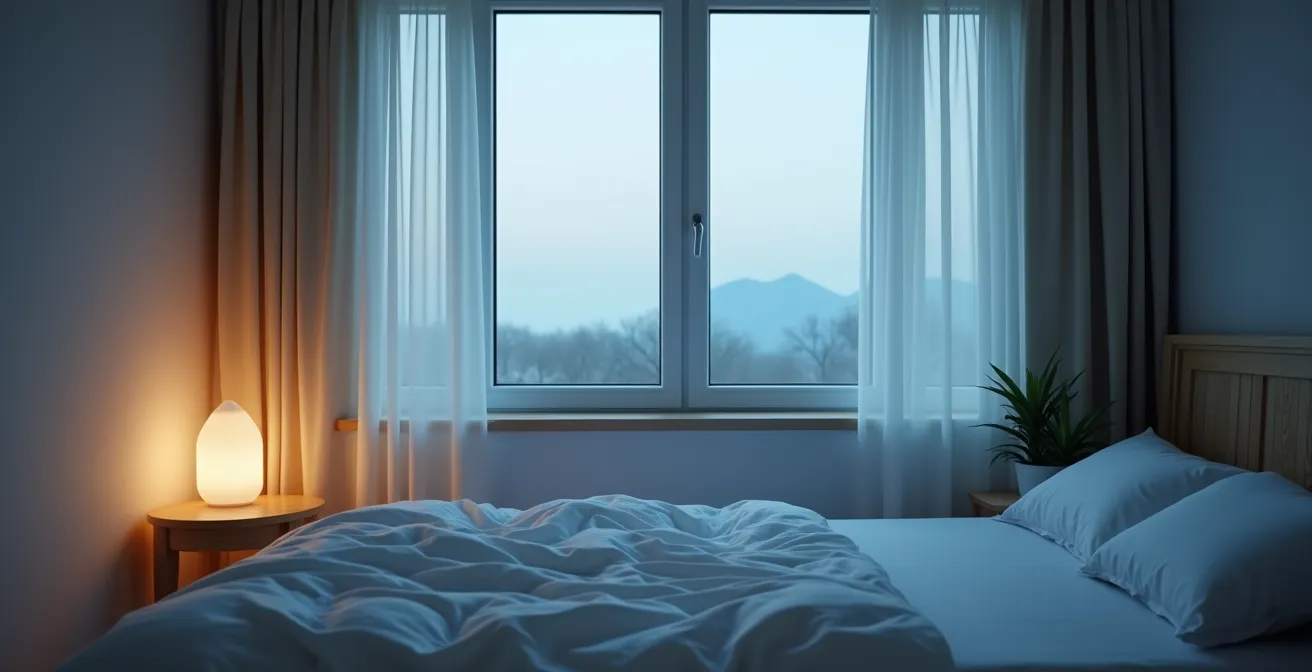 Bedroom environment optimization showing temperature gradients and air flow