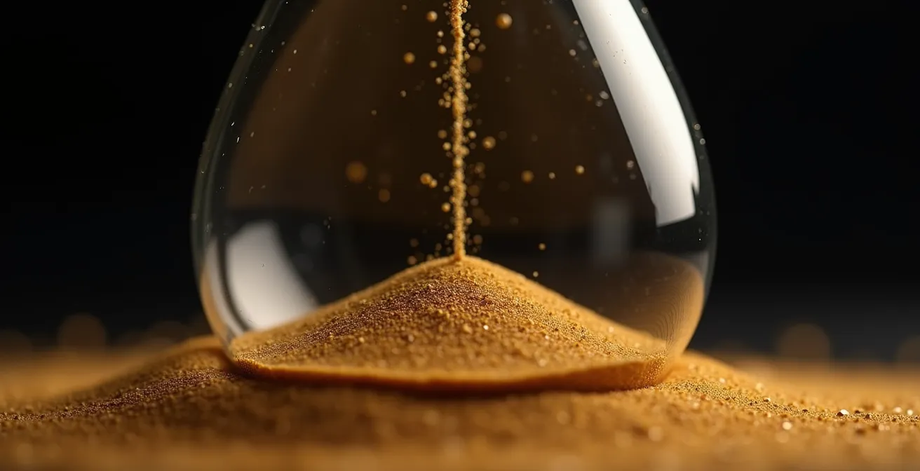 Abstract visualization of portfolio value erosion over time due to inflation impact