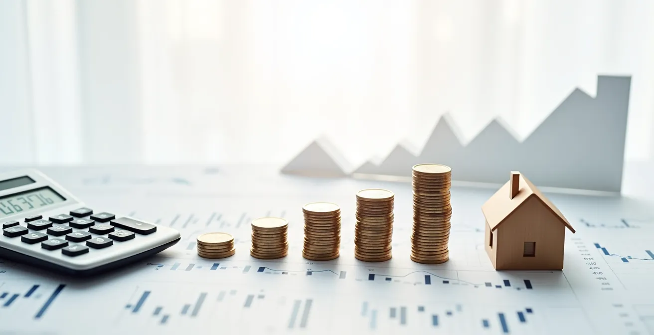 Financial documents and calculator showing solar panel investment calculations